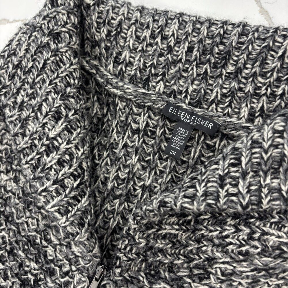 Eileen Fisher Sweater Womens Size 2X Yak Wool Zip Up Collared Knit - Picture 2 of 6